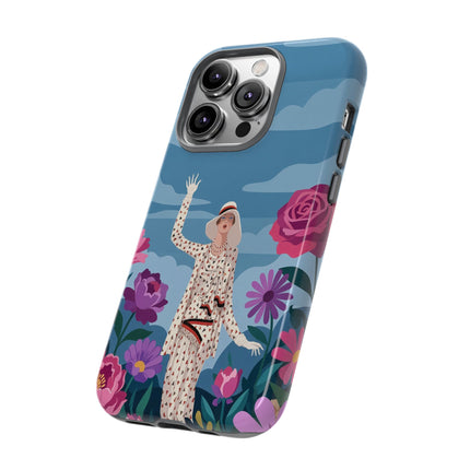 🌺👒 The Grand Flower Promenade Phone Case – Art Deco Fashion Illustration