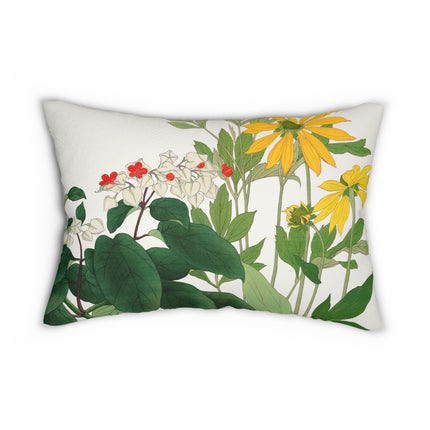Clerodendrum & Rudbeckia by Tanigami Kônan Spun Polyester Lumbar Pillow