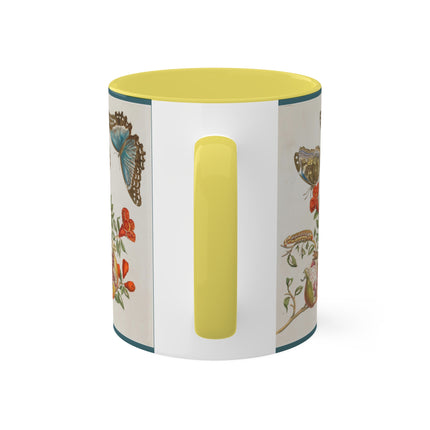 Blue Butterflies and Pomegranate by Maria Sibylla Merian Colorful Mugs, 11oz