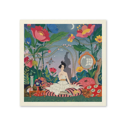 🌙🌺 The Lady Of The Midnight Garden Napkins – Art Deco Floral Reverie
