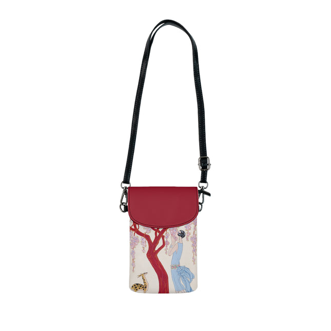 Woman, Fawn, and Red Tree by George Barbier Small Cell Phone Wallet