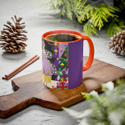 🎁✨ The Lavender Christmas Masquerade Colorful Mug – Art Deco Holiday Fantasy