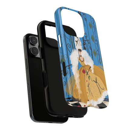 🎭🌹 The Lady At The Masquerade Gates Phone Case – Art Deco Fashion Illustration