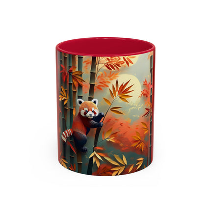 Red Panda at an Autumn Bamboo Grove Colorful Mugs (11oz, 15oz)