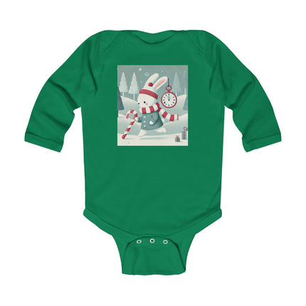 Candy Cane Timekeeper Bunny Infant Long Sleeve Bodysuit