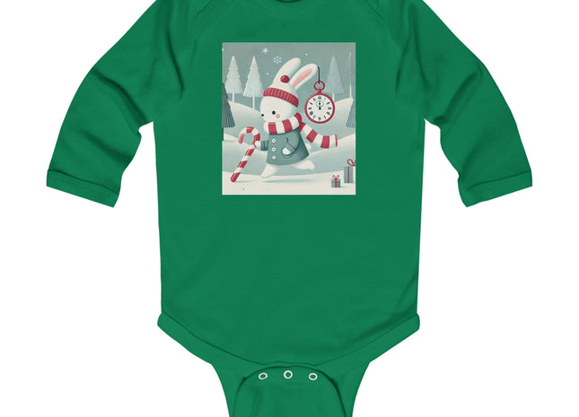 Candy Cane Timekeeper Bunny Infant Long Sleeve Bodysuit