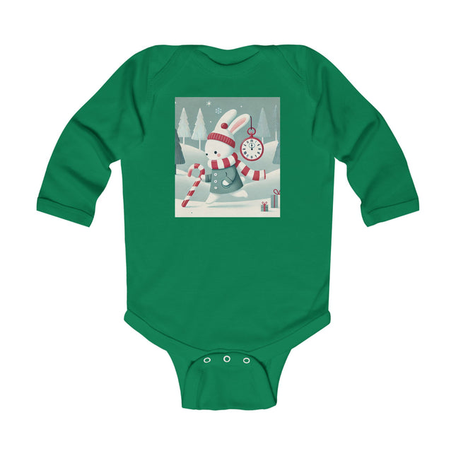 Candy Cane Timekeeper Bunny Infant Long Sleeve Bodysuit