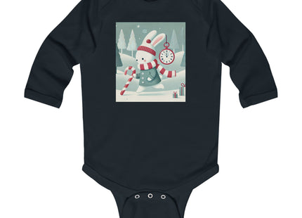 Candy Cane Timekeeper Bunny Infant Long Sleeve Bodysuit