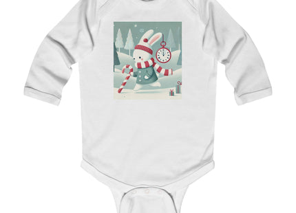 Candy Cane Timekeeper Bunny Infant Long Sleeve Bodysuit