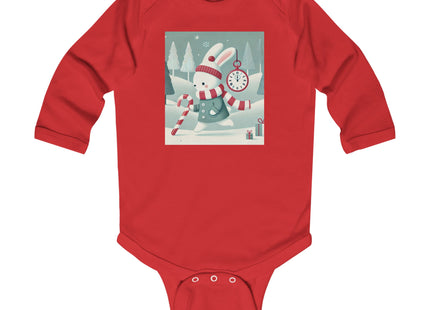 Candy Cane Timekeeper Bunny Infant Long Sleeve Bodysuit