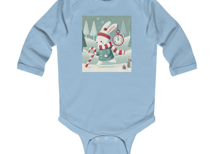 Candy Cane Timekeeper Bunny Infant Long Sleeve Bodysuit