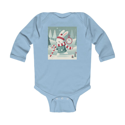 Candy Cane Timekeeper Bunny Infant Long Sleeve Bodysuit