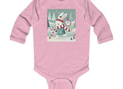 Candy Cane Timekeeper Bunny Infant Long Sleeve Bodysuit
