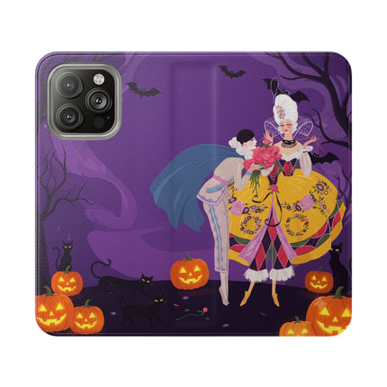🎭🌹 The Harlequin Rose Masquerade Flip Case – Theatrical Halloween Romance