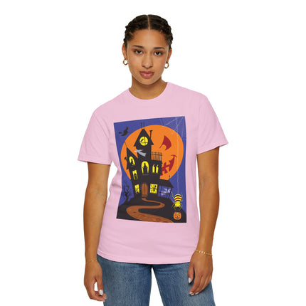 Halloween Night at the Haunted House Unisex Garment-Dyed T-shirt