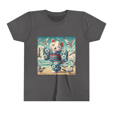 Geisha Kitten by the Seaside Youth Short Sleeve Tee