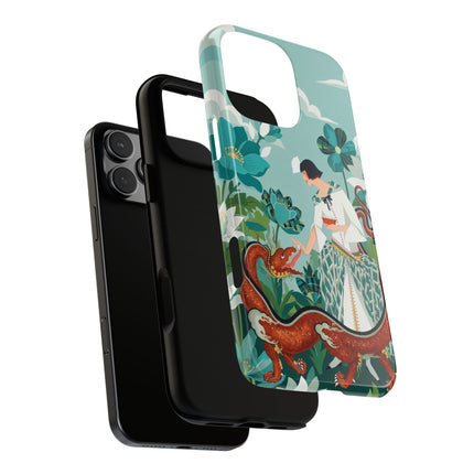 🐉🌿 The Dragon Keeper Phone Case – Art Deco Floral Fantasy
