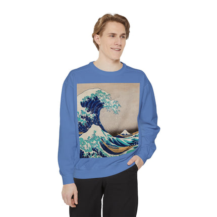 The Great Wave off Kanagawa by Katsushika Hokusai Garment-Dyed Sweatshirt