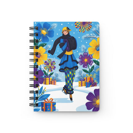 ⛸️❄️ The Lady Of The Christmas Skating Garden Spiral Notebook – Art Deco Holiday Fantasy