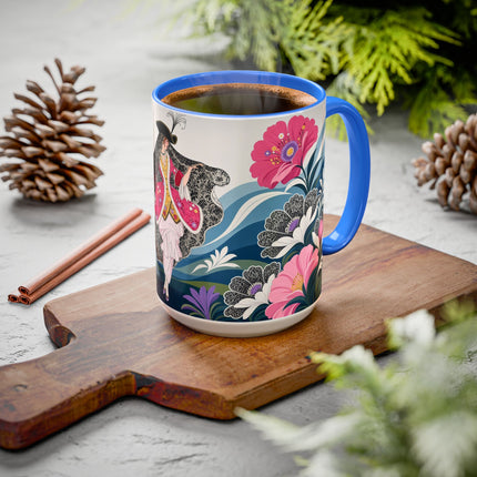 🌸🎀 The Pink Lace Garden Promenade Colorful Mug – Art Deco Fashion Elegance
