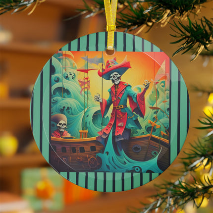 Skeleton Crew of the Misty Seas Glass Ornament