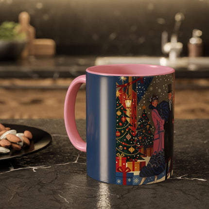 🎩🎄 Christmas Eve Promenade Colorful Mug – Art Deco Holiday Elegance
