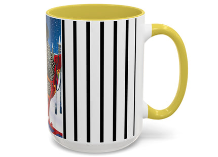 Elegant Winter Woman in Sleigh Colorful Mugs (11oz, 15oz)