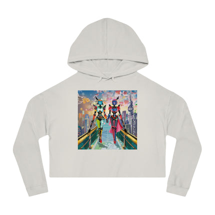 Cyber Punk Robot Models Cropped Hooded Sweatshirt