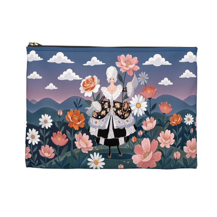 🌸🎀 The Grand Floral Promenade Accessory Pouch – Art Deco Fashion Fantasy