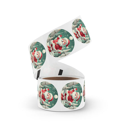Santa's Joyful Night Round Sticker Label Rolls