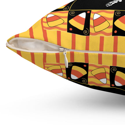 Candy Corn Skeleton Spun Polyester Square Pillow