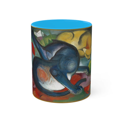 Two Cats, Blue and Yellow by Franz Marc Colorful Mugs, 11oz