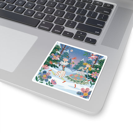 🎭🎄 The Christmas Harlequin Dance Kiss-Cut Sticker – Whimsical Holiday Fantasy