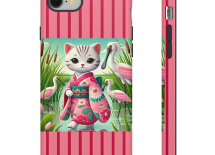 Geisha Kitten Strolls Among the Spoonbills Phone Cases