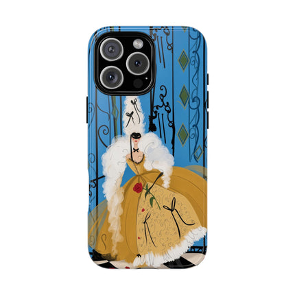 🎭🌹 The Lady At The Masquerade Gates Phone Case – Art Deco Fashion Illustration