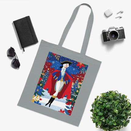 🎄🎭 The Christmas Masquerade Lady Cotton Tote Bag – Art Deco Holiday Glamour