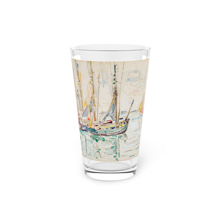 Sailboats in Quiet Harbor Glass, 16oz