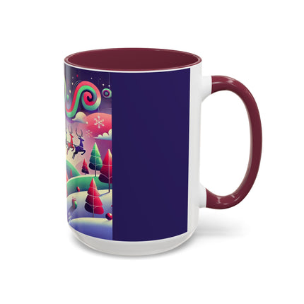 Festive Reindeer Flight Colorful Mugs (11oz, 15oz)