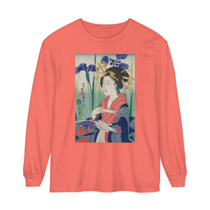 Woman with Bookmark and Book Garment-dyed Long Sleeve T-Shirt