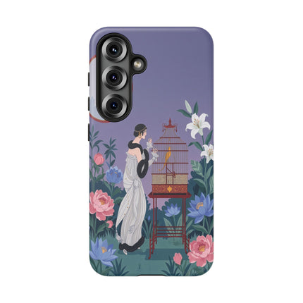 🌸🐦 The Lady Of The Garden Birdcage Phone Case – Art Deco Floral Elegance