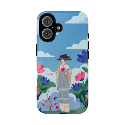 🌸🎩 The Lady Of The Grand Flower Garden Phone Case – Art Deco Fashion Illustration