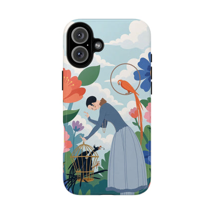 🦜🌺 The Lady Of The Garden Aviary Phone Case – Art Deco Floral Whimsy