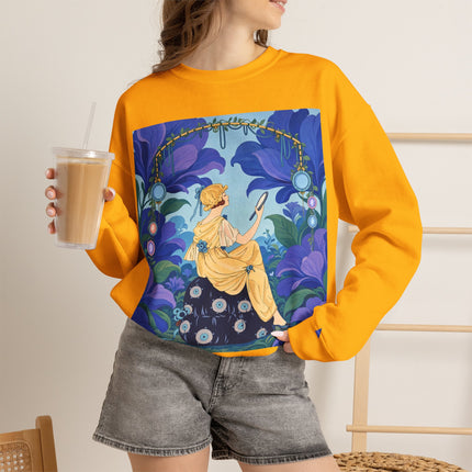 🪞🌺 The Enchanted Garden Mirror Crewneck Sweatshirt – Art Deco Fashion Whimsy