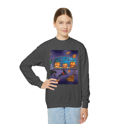 Whimsical Halloween Mischief Youth Crewneck Sweatshirt
