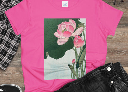Blooming Lotus Flowers by Ohara Koson Women's Midweight Cotton Tee