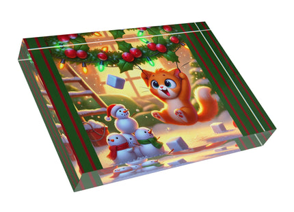 Naughty or Nice Kitten Christmas Scented Acrylic Art Block