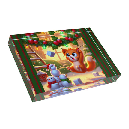 Naughty or Nice Kitten Christmas Scented Acrylic Art Block