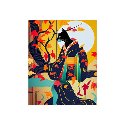 Black Cat in Kimono Fine Art Posters