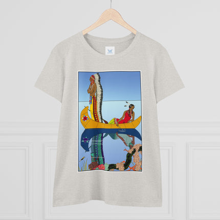 Le long du Missouri (Indian couple in a canoe on the Missouri River) by George Barbier Women's Midweight Cotton Tee