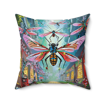 Neon Swarm Spun Polyester Square Pillow
